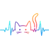 Cat ECG Heartbeat Rainbow Motif