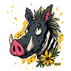 Cartoon Warthog Zebra Flower