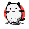 Cute Cartoon Fat Cat Red Circle