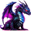 Neon dragon illustration on black