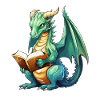 Fantasy Reading Dragon with Book