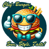 Sunny Chef Burger Cartoon Design