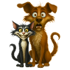 Expressive Cartoon Pets Illustration