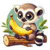 Adorable Raccoonr with Banana Illustration