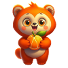 Cute Cartoon Fox Holding Citrus