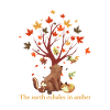 Waldtiere mit Herbstbaum und Spruch