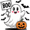 Halloween Boo Ghost with Pumpkin