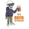 Skeleton with beer and sunglasses