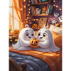 Cute Ghosts with Halloween Pumpkin