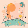 Abstract sun and landscape illustration