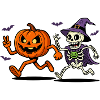 Funny Halloween Skeleton with Pumpkin