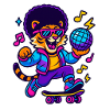Lion DJ in retro design