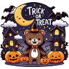Cute Halloween bear in witch costume