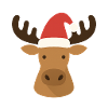 Funny moose with Christmas hat