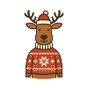 Funny reindeer in Norwegian sweater