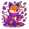 Autumnal fox with pumpkin sketch