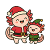 Axolotl Christmas Santa & Gnome