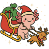 Axolotl in Christmas sleigh cute