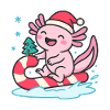 Axolotl with candy cane Christmas