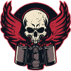 Piston Flaming Skull
