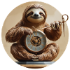 Charming sloth with clock motif