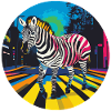 Buntes Zebra in Neon-Stadtbild