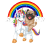 Mops Reiten Einhorn