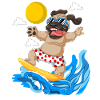 Pug Surfing Summer Beach Tee