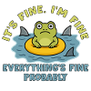 Humorous frog on swollen root