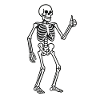 Glowing skeleton in retro style