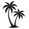 Tropical palm trees silhouette on black