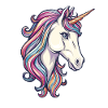 Bunter Einhorn mit farbigem Haar