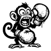 Cartoon Monkey with Fruit and Skull