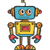 Niedlicher Retro-Roboter mit buntem Design