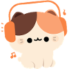 Chat kawaii avec casque design
