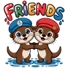 Cute Otter Friendship Illustration