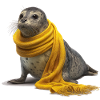 Phoque mignon avec écharpe jaune