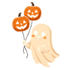Sweet ghost Halloween with pumpkins