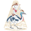 Skeleton on cassowary cowboy style