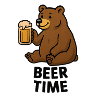 Bear with beer glass illustration