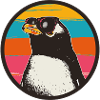 Penguin with Retro Sunset