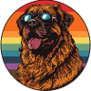 Labrador im Retro Regenbogen Design