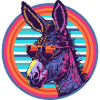 Cool donkey with retro style sunglasses