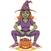 Halloween Witch with Pumpkin and Candy