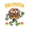 Halloween Zombie Burger Monster With Bats