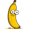 Cartoon banana makes big eyes