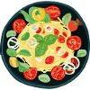 Fresh pasta with tomatoes and basil
