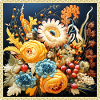 Filigree floral embroidery with warm tones tapestry