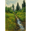 Sketchart Landscape with brook in Switzerland