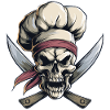 Skull with chef's hat